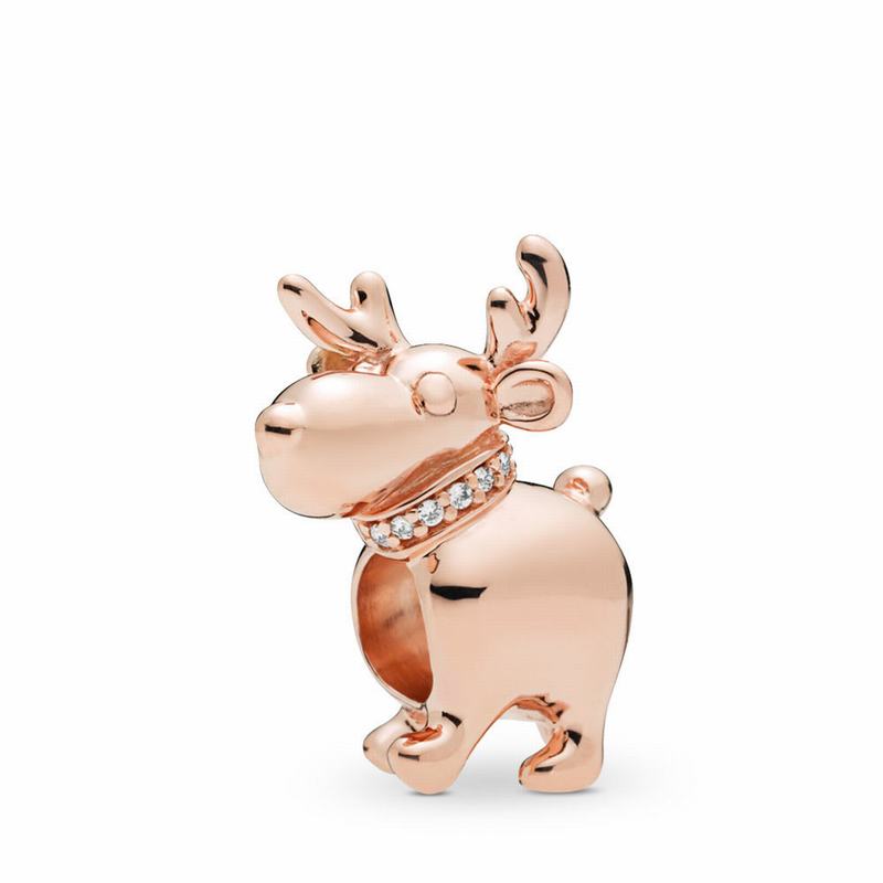 Pandora Happy Reindeer Charm - Pandora Rose/Cubic Zirconia - Canada | OL8197UA